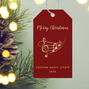 Elegant Gold Music Notes Choir Musician Christmas Gift Tags
