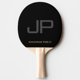 Elegant Gold Name Black Template Monogram Ping Pong Paddle