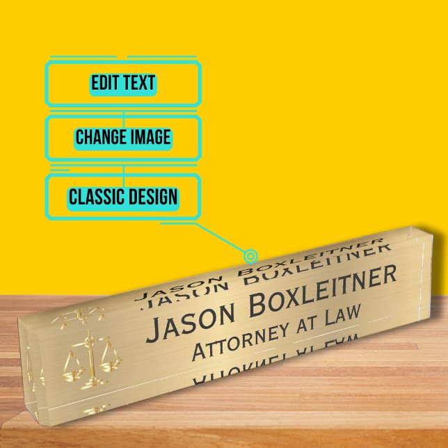 Elegant Gold Name Plate for an Attorney (Please enjoy our design and see the others in the collection.)