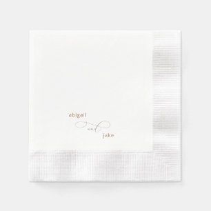 Elegant Gold Names Wedding Coined Cocktail Napkin