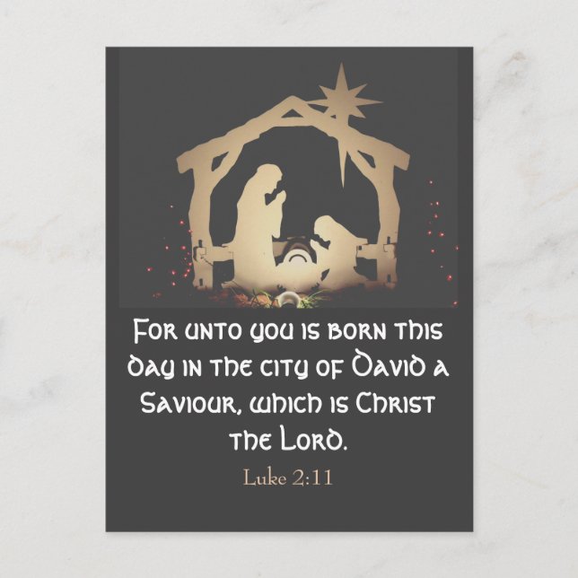 Elegant Gold Nativity Christmas Church Invitation Postcard (Front)