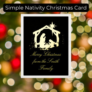 Elegant Gold Nativity Christmas Holiday Card