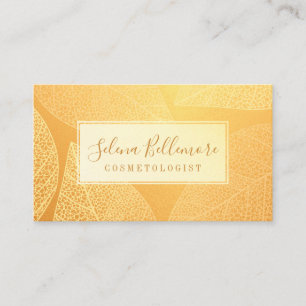 Elegant Gold Natural Pressed Leaf Business Card