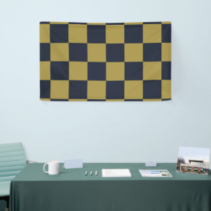 Elegant Gold & Navy Blue Chequered Pattern Banner