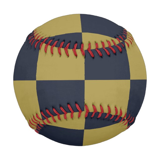 Elegant Gold & Navy Blue Chequered Pattern Baseball (Front)