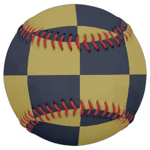 Elegant Gold & Navy Blue Chequered Pattern Softball