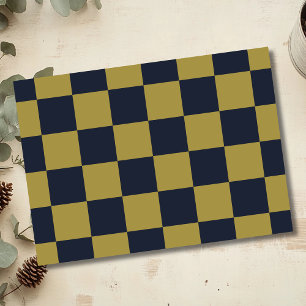Elegant Gold & Navy Blue Chequered Pattern Tissue Paper