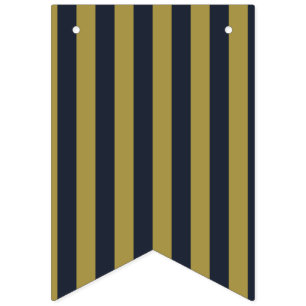 Elegant Gold & Navy Blue Vertical Stripes Bunting