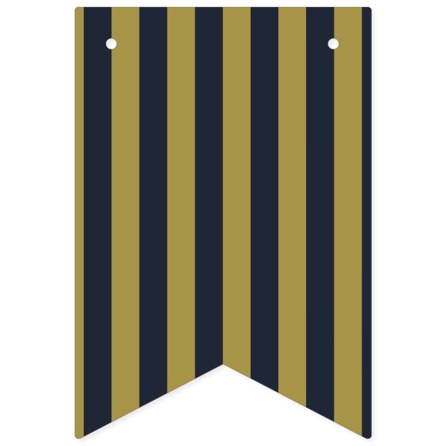Elegant Gold & Navy Blue Vertical Stripes Bunting (First Flag)