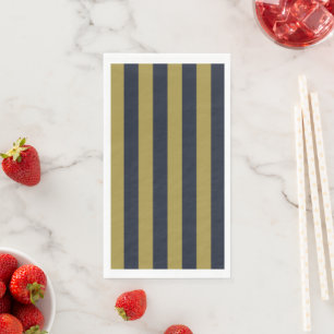 Elegant Gold & Navy Blue Vertical Stripes Napkin