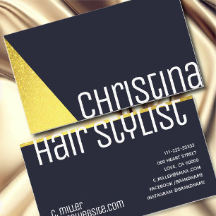 Elegant Gold Navy Royal Blue Triangle Modern Business Card