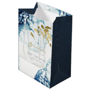 ELEGANT GOLD NAVY UNDERWATER  FISH BRIDAL SHOWER  MEDIUM GIFT BAG