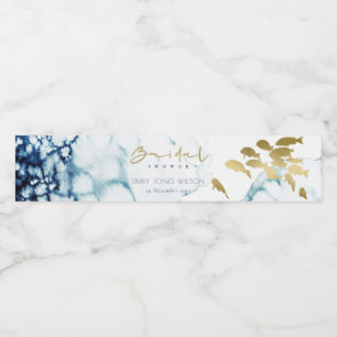 ELEGANT GOLD NAVY UNDERWATER FISH BRIDAL SHOWER WATER BOTTLE LABEL