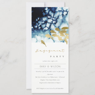 ELEGANT GOLD NAVY UNDERWATER FISH ENGAGEMENT INVITATION