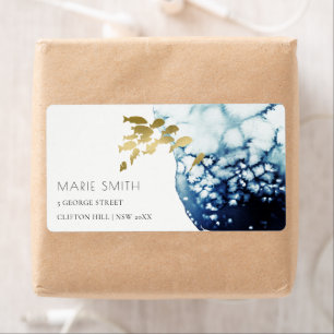 ELEGANT GOLD NAVY UNDERWATER SEA FISH ADDRESS 