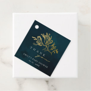 ELEGANT GOLD NAVY UNDERWATER SEAWEED BABY SHOWER FAVOUR TAGS