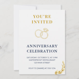 Elegant Gold & Navy Wedding Anniversary Invitation