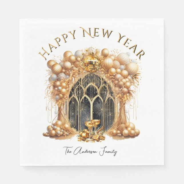 Elegant & Gold New Years Eve Party  Napkin (Front)