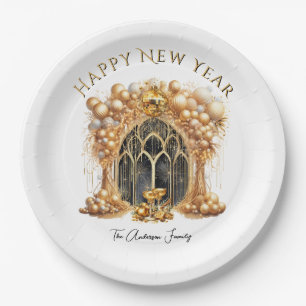 Elegant & Gold New Years Eve Party  Paper Plate