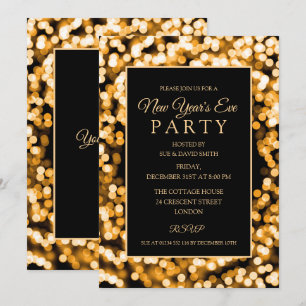 Elegant Gold New Year's Eve String Lights Invitation