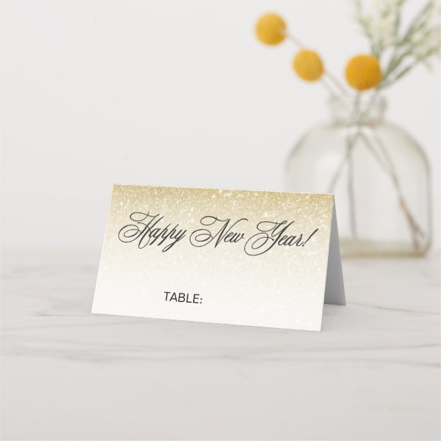 Elegant Gold New Years Eve Wedding Place Card (Front)