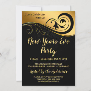 Elegant Gold New Years Invitation