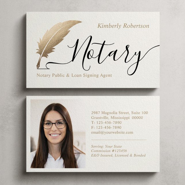  Elegant Gold Notary Calligraphy Business Card (Creator Uploaded)
