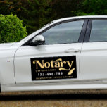 Elegant Gold Notary Loan Agent Car Magnet<br><div class="desc">Elegant,  trendy business car magnet for notary loan signing agent featuring  faux foil gold handwritten calligraphy script ''notary'' on a black background. Personalise with your details.</div>