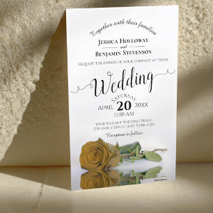 Elegant Gold Ochre Rose Budget Wedding Invitation