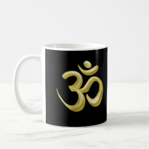 Elegant Gold Om Symbol Sanskrit Spiritual Black Coffee Mug