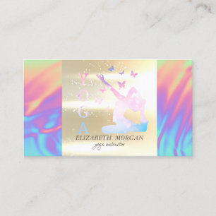 Elegant Gold Ombre Holographic Yoga Instructor Business Card
