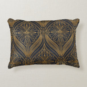 Elegant gold on black damask pattern decorative cushion