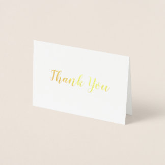 Elegant Gold on White Bridal Wedding Thank You Foil Card