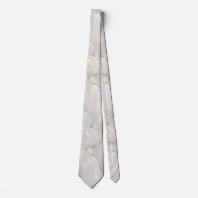 Elegant Gold Opal Gemstone Pattern Tie (Front)