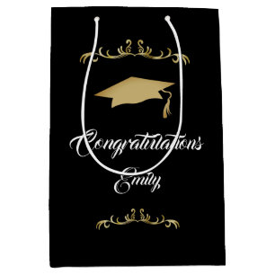 Elegant Gold Ornament Congratulations Graduate Medium Gift Bag