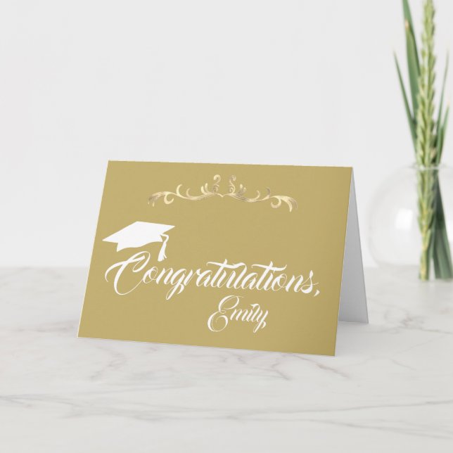 Elegant Gold Ornament Congratulations Graduation Card (Front)