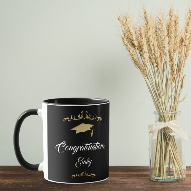 Elegant Gold Ornament Congratulations Graduation Mug (Creator Uploaded)