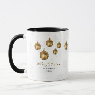 Elegant Gold Ornament Merry Christmas Mug
