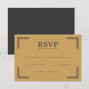 Elegant Gold Ornamental Brackets RSVP Card