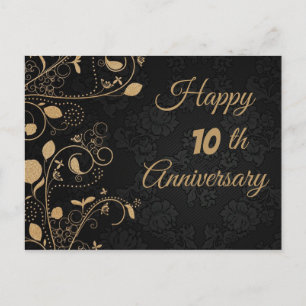 Elegant, Gold Ornaments, Anniversary Postcard