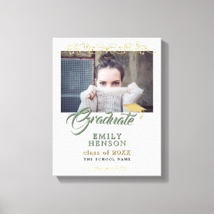 Elegant Gold Ornaments Graduate Graduation Photo Canvas Print