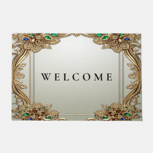 Elegant Gold Ornate Doormat