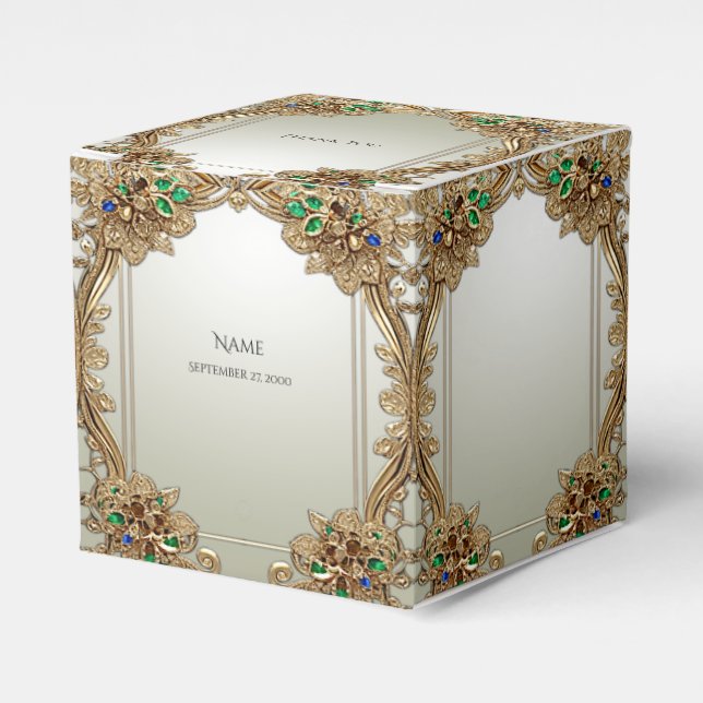 Elegant Gold Ornate Favour Box (Front Side)