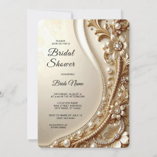 Elegant Gold Ornate Floral Bridal Shower Invitation