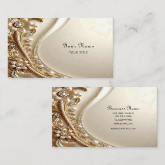 Elegant Gold Ornate Floral Business Card