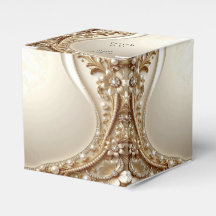 Elegant Gold Ornate Floral Favour Box