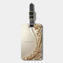 Elegant Gold Ornate Floral Luggage Tag