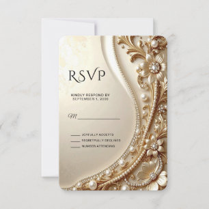 Elegant Gold Ornate Floral RSVP Card