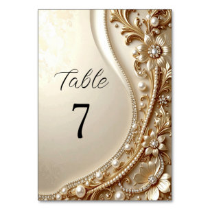 Elegant Gold Ornate Floral Table Number