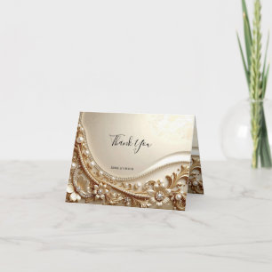 Elegant Gold Ornate Floral Thank You Card